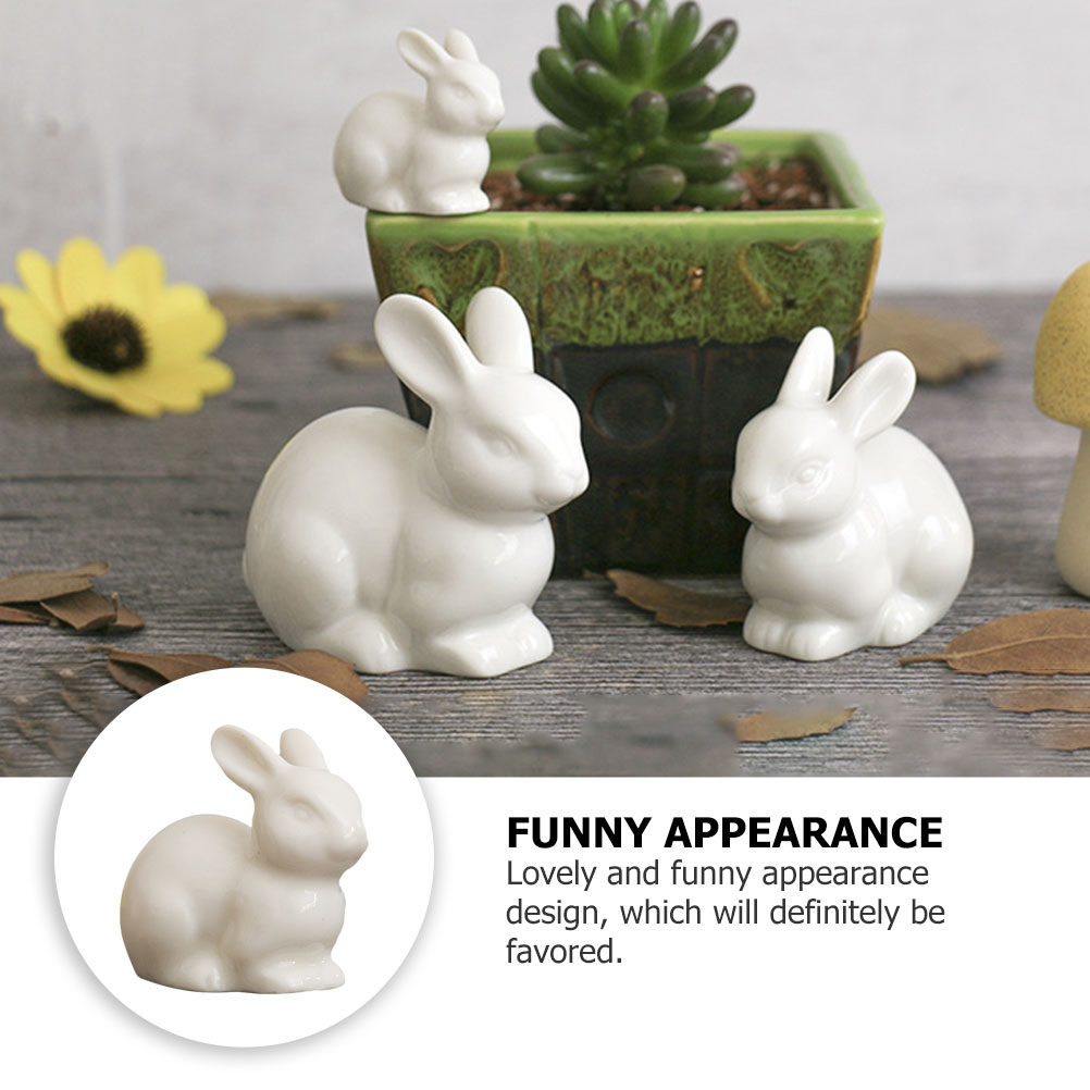 Bonsai Garden Landscape Design - 5Pcs Ceramic Small White Rabbit Decoration