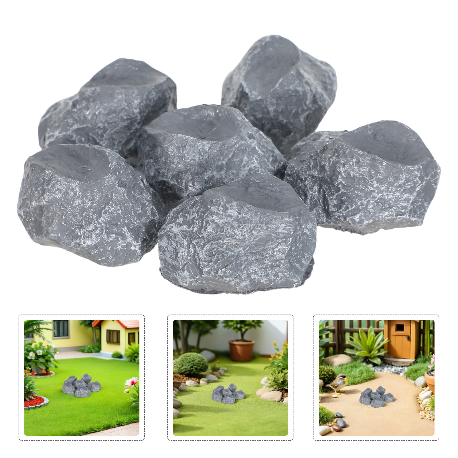 Bonsai Garden Indoor - 6Pcs Faux Landscape Rocks Decorative Stones