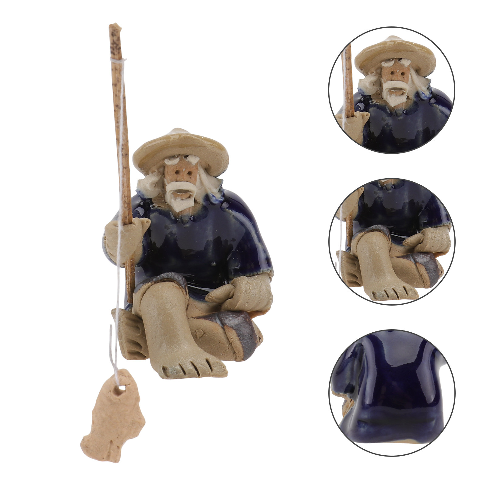 1Pcs Vivid Fisherman Sculpture - Bonsai Garden With Sand avaliação e preço