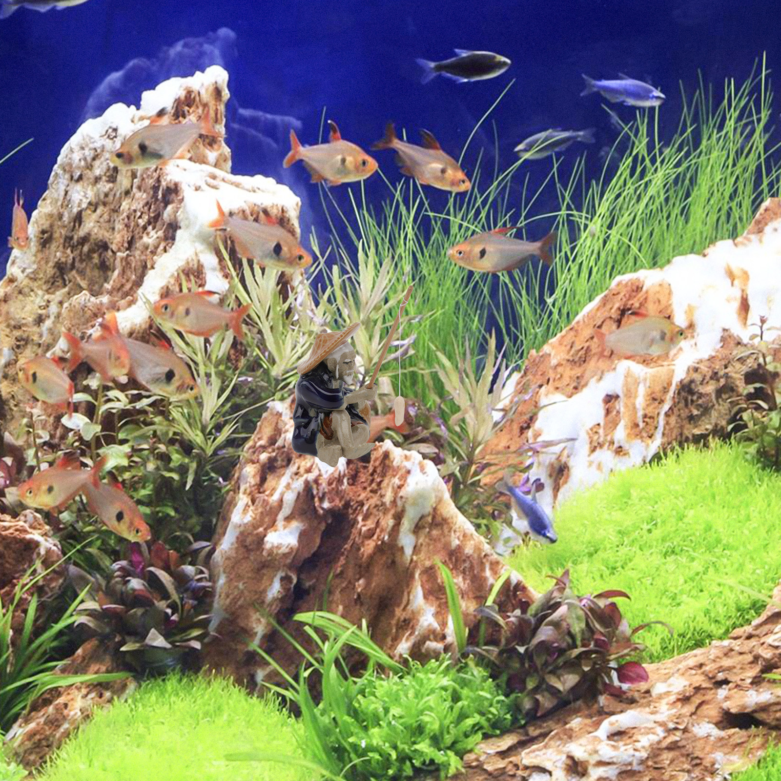 1Pcs Vivid Fisherman Sculpture - Bonsai Garden With Sand avaliação e preço