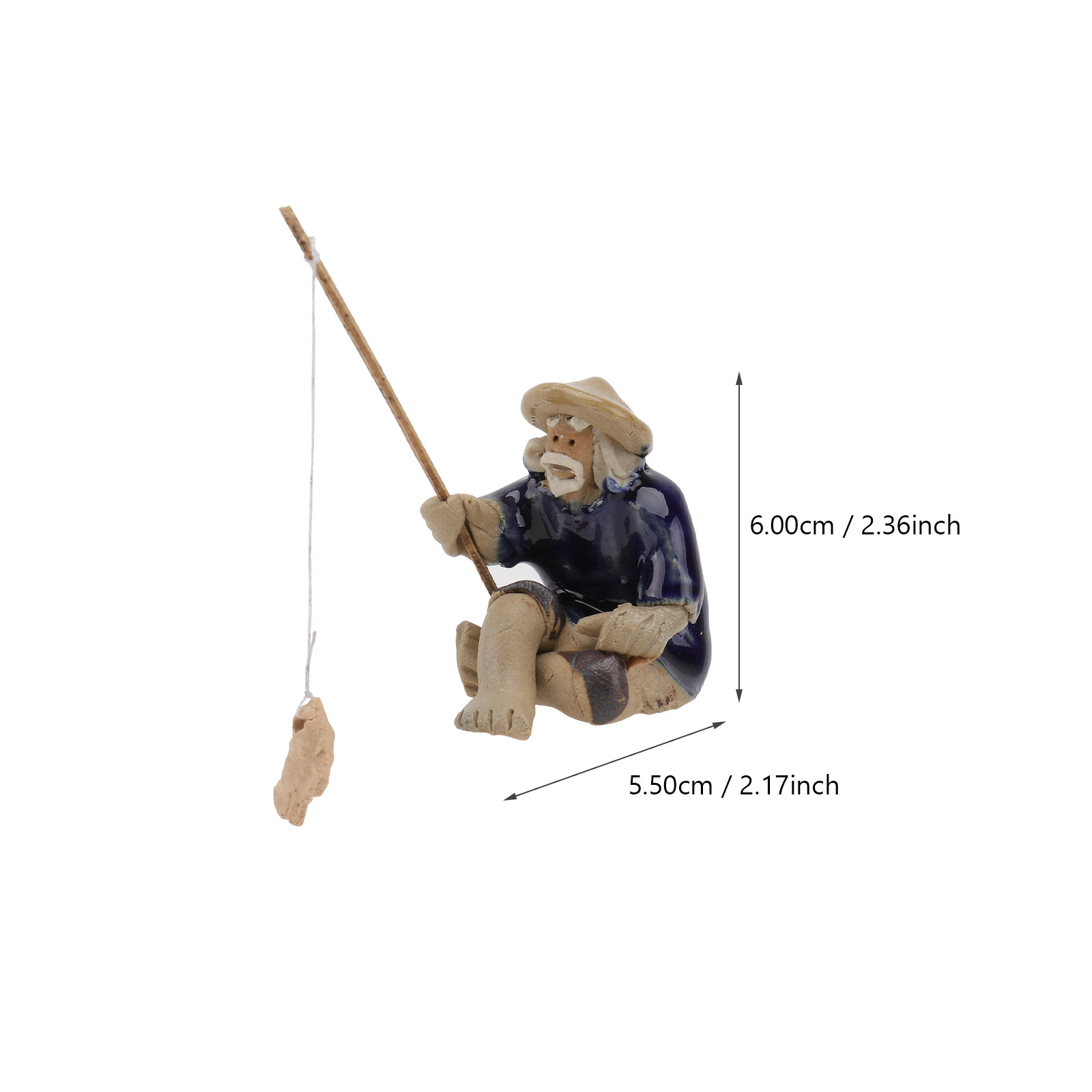 1Pcs Vivid Fisherman Sculpture - Bonsai Garden With Sand avaliação e preço