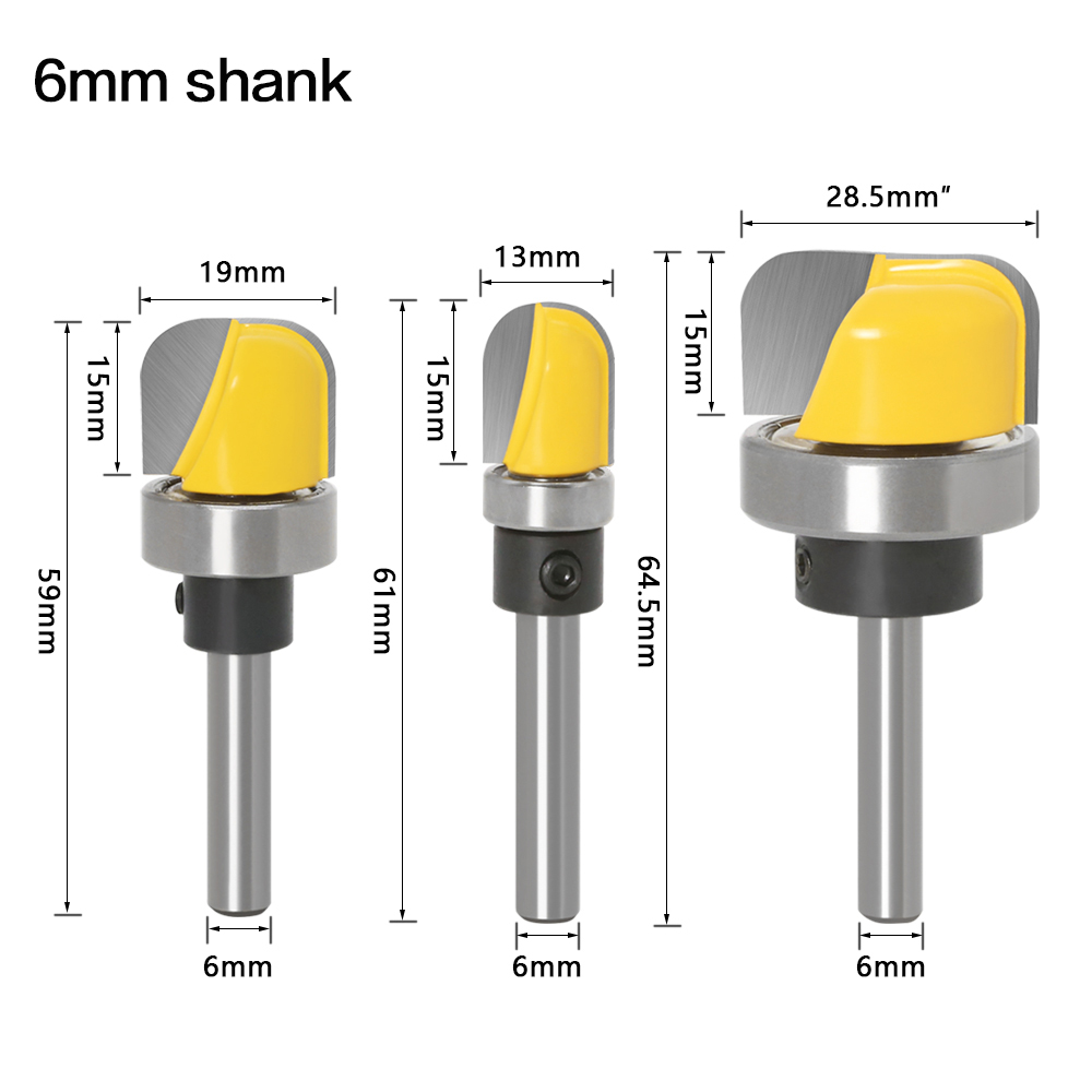 3PC 6mm 1/4 Shank1/2