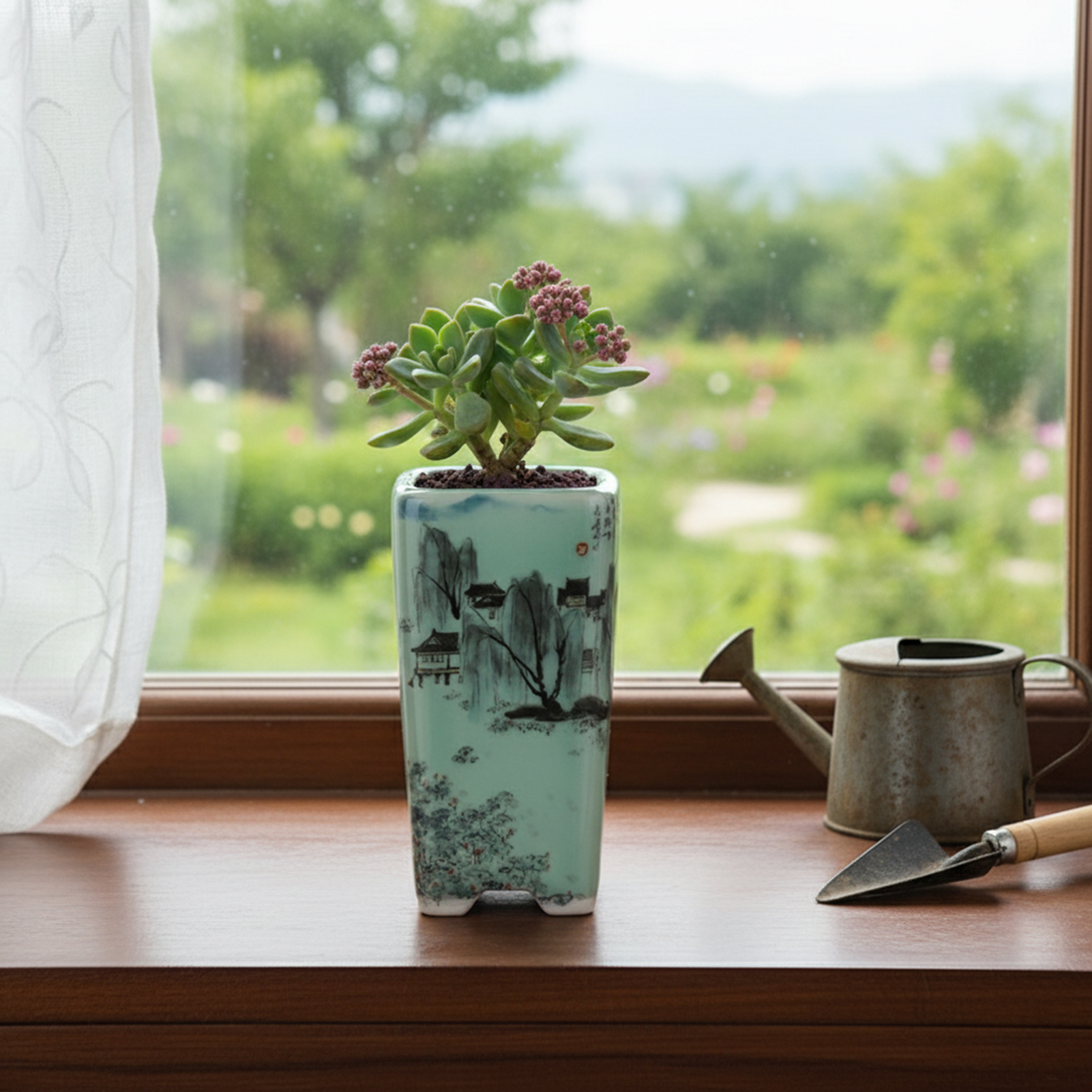 Ceramic Green Flower Pot Chine - Bonsai Garden With Sand avaliação e preço