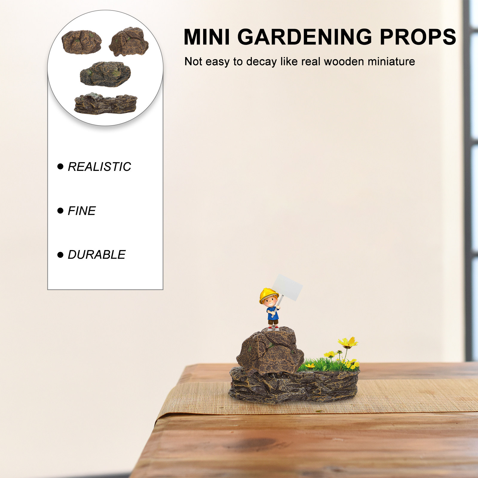 4Pcs Simulation Stones Ornamen - Bonsai Garden With Sand avaliação e preço