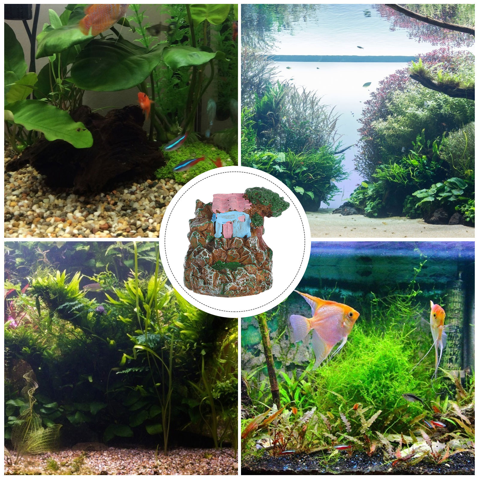 Resin Cottage House Aquarium D - Bonsai Garden Landscape Design avaliação e preço
