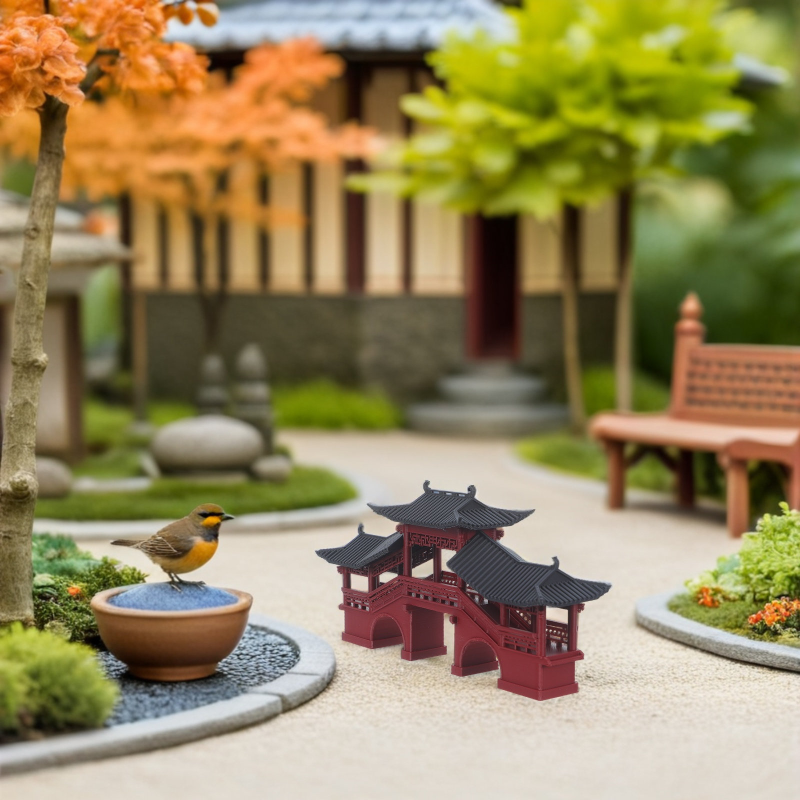 Mini Chinese Bridge Micro Land - Bonsai Garden Landscape Design avaliação e preço