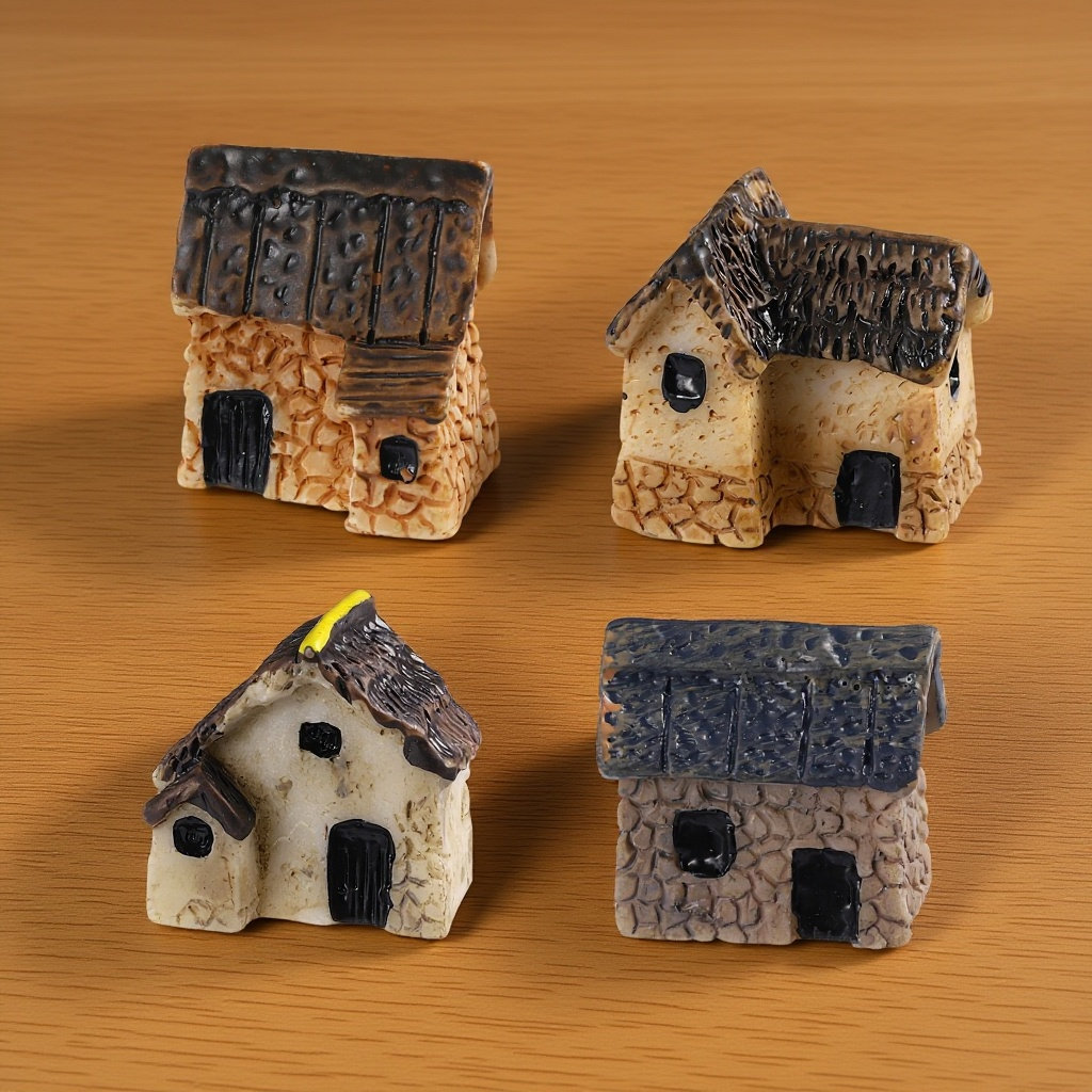 4Pcs Artistic Resin Mini Villa - Bonsai Garden House avaliação e preço