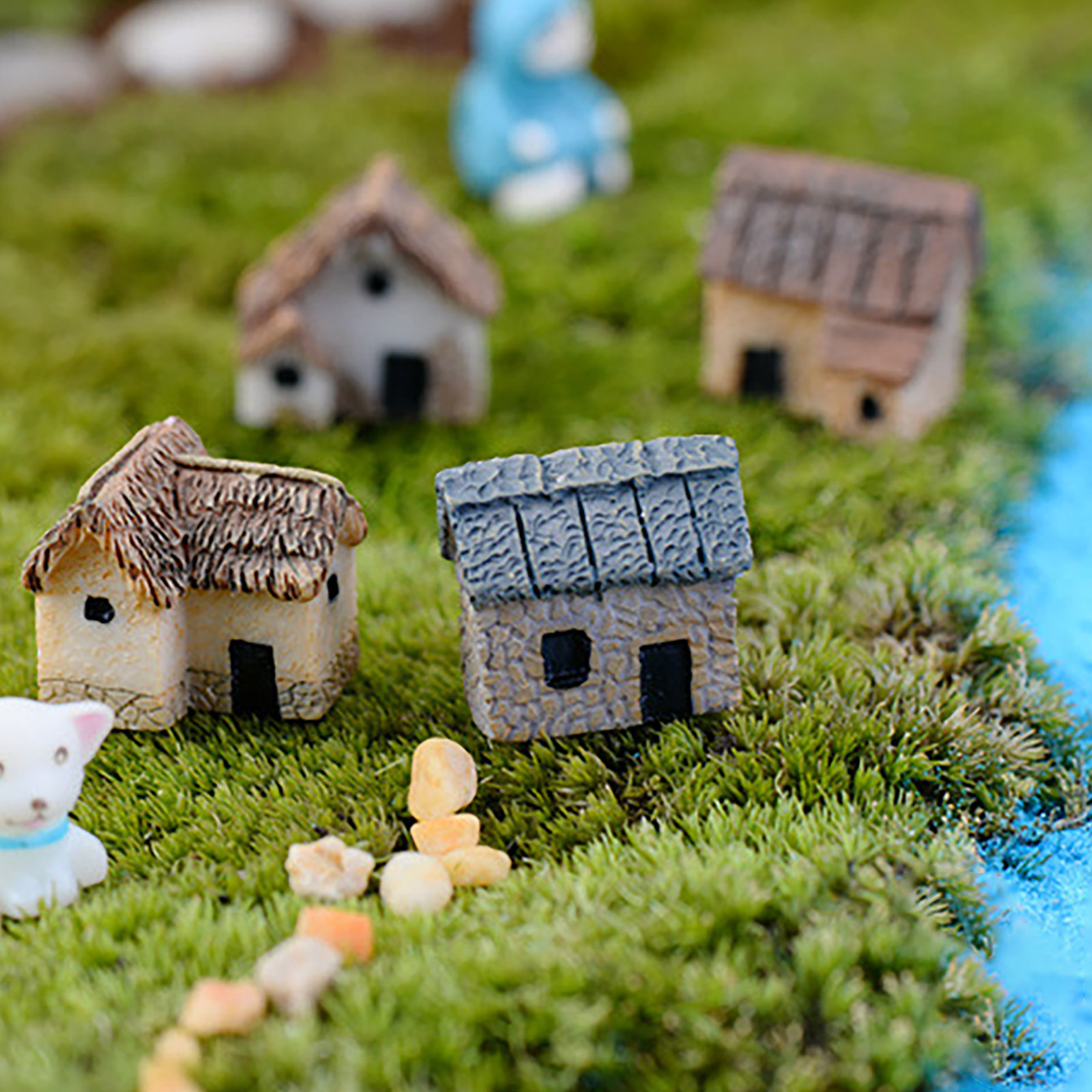 4Pcs Artistic Resin Mini Villa - Bonsai Garden House avaliação e preço