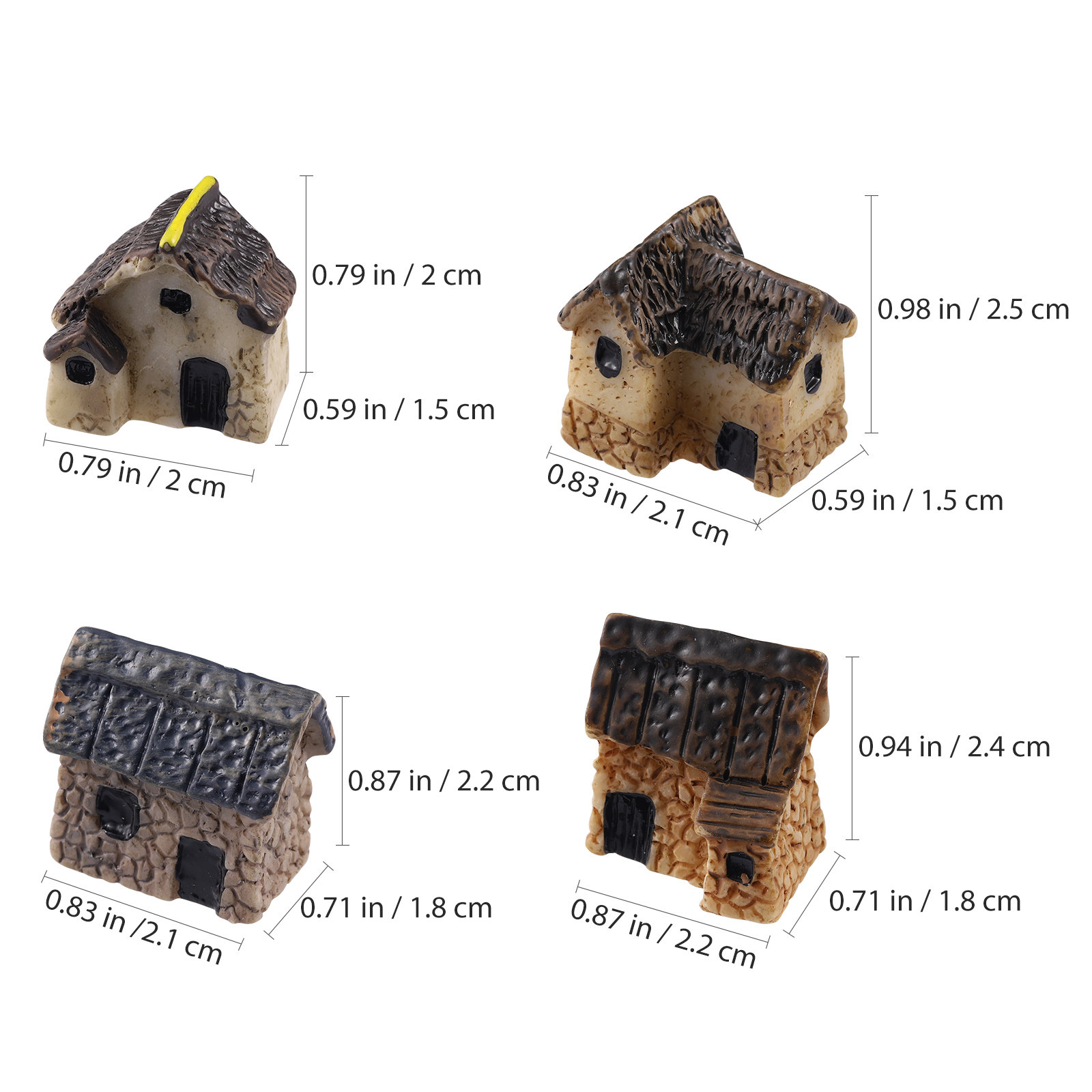 4Pcs Artistic Resin Mini Villa - Bonsai Garden House avaliação e preço