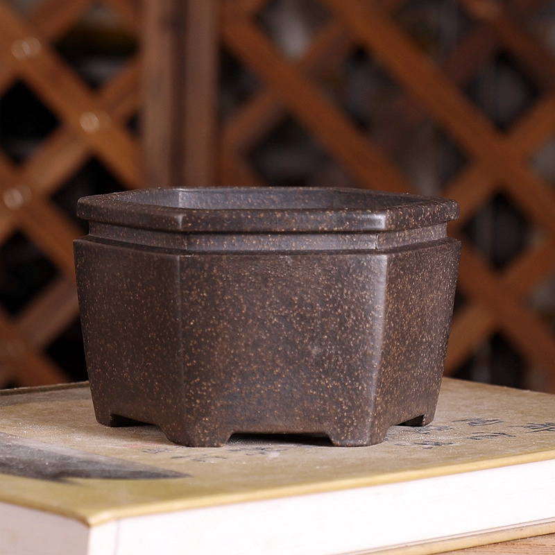 Hexagon Bonsai Pot, Purple San - Bonsai Garden With Sand avaliação e preço