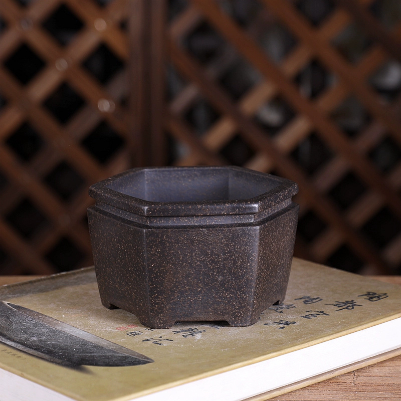 Hexagon Bonsai Pot, Purple San - Bonsai Garden With Sand avaliação e preço