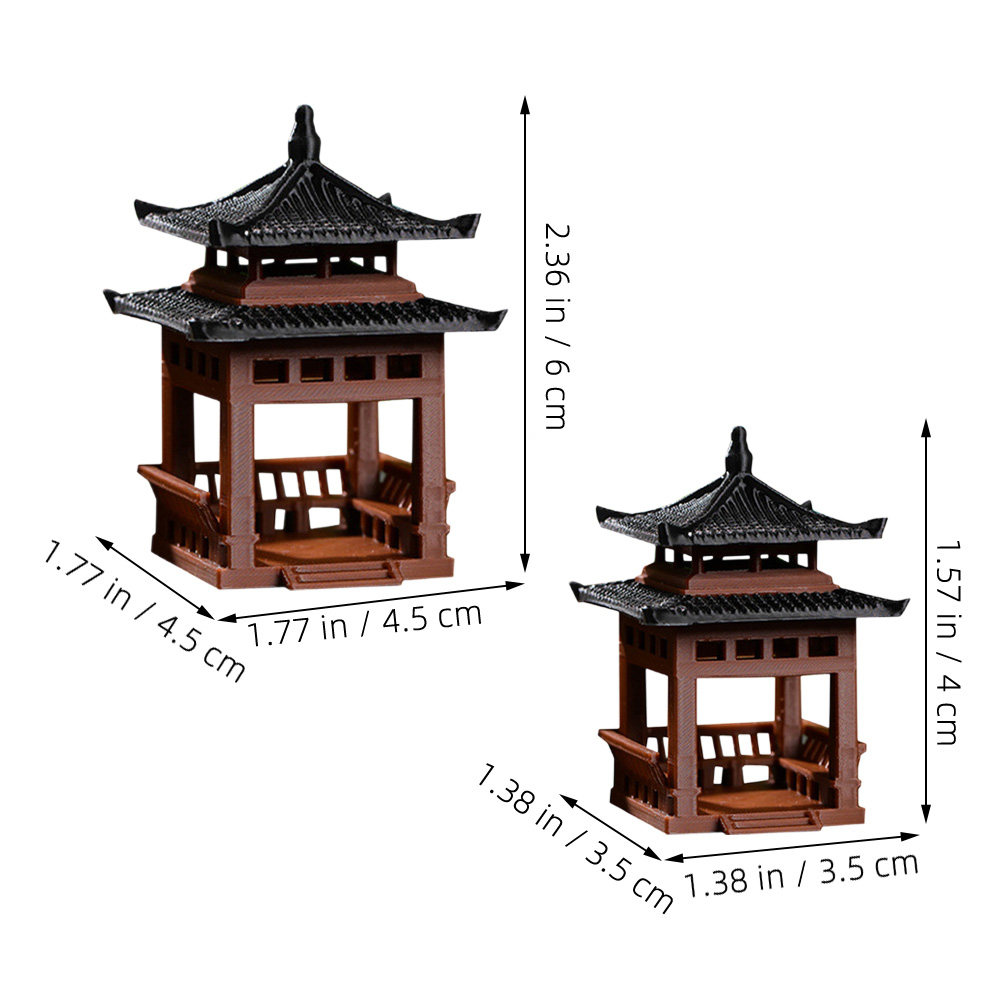 2Pcs Mini Pavilion Statue Anci - Bonsai Garden Landscape Design avaliação e preço
