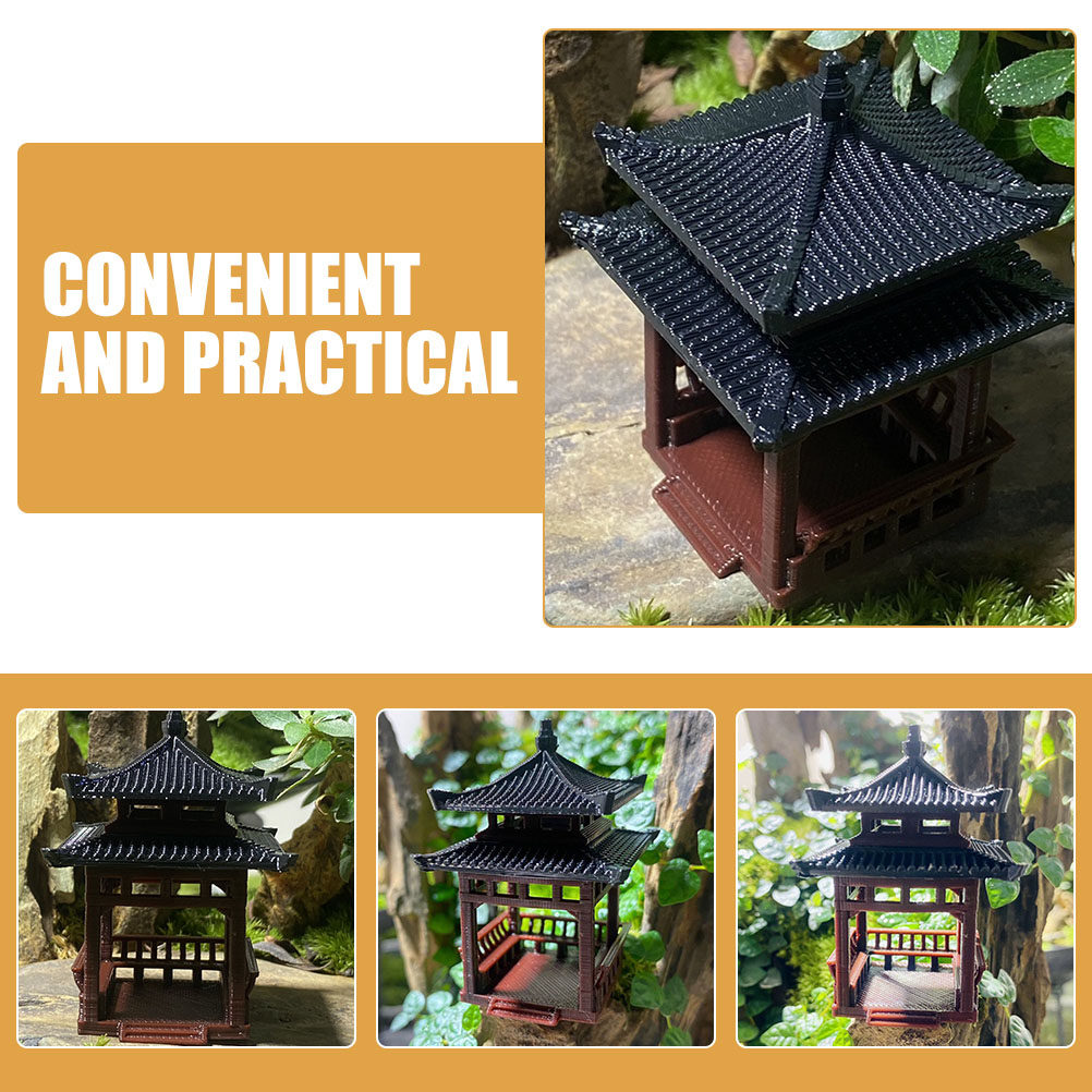2Pcs Mini Pavilion Statue Anci - Bonsai Garden Landscape Design avaliação e preço