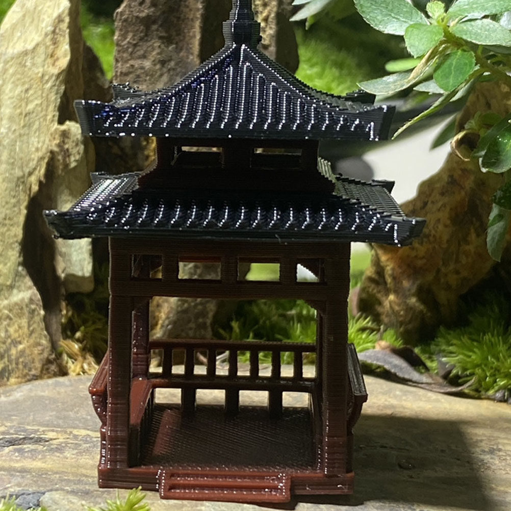 2Pcs Mini Pavilion Statue Anci - Bonsai Garden Landscape Design avaliação e preço