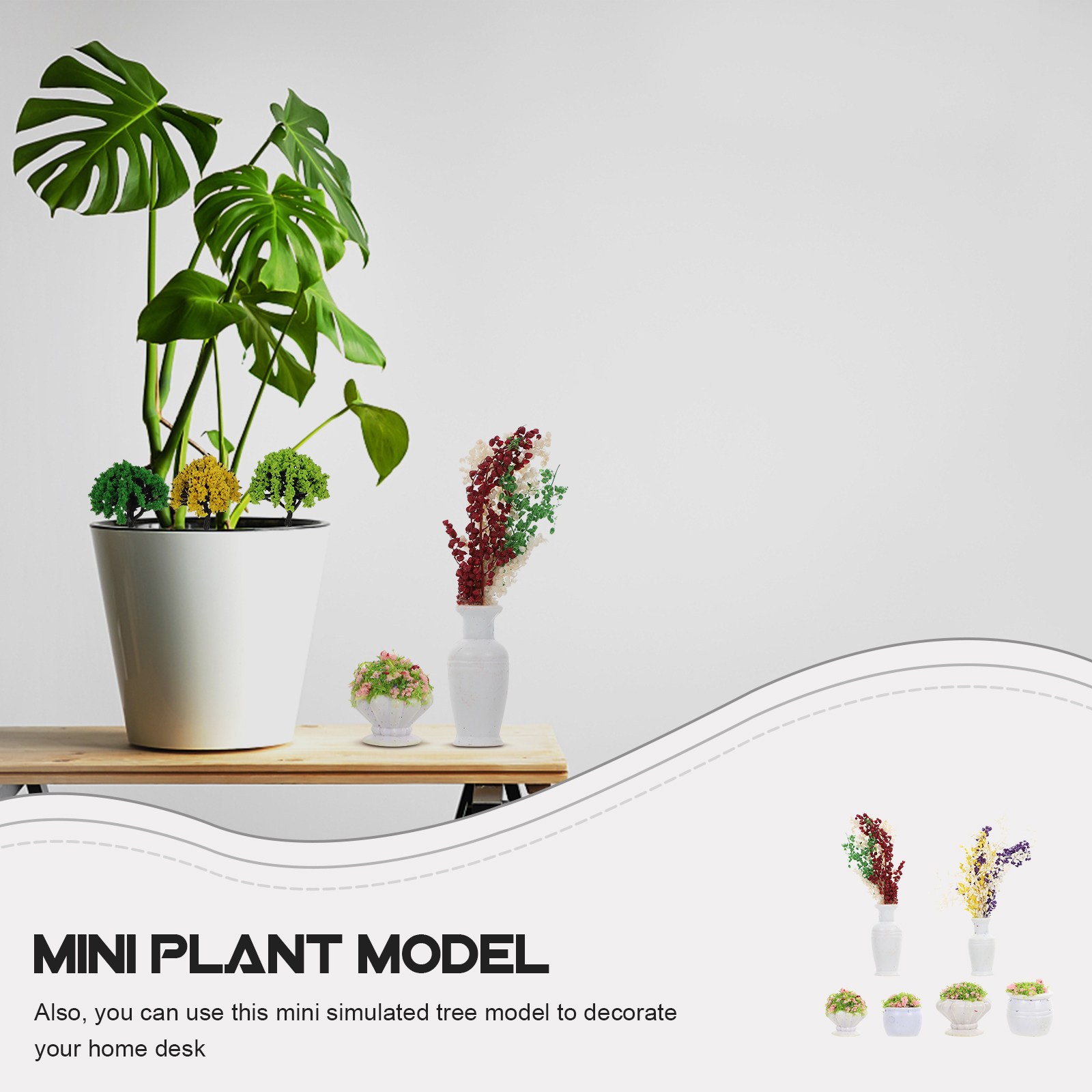 6Pcs Mini Simulated Bonsai Pot - Bonsai Garden With Sand avaliação e preço