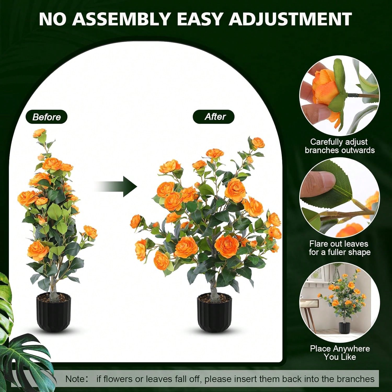 2 Pcs 3-Foot Artificial Camell - Bonsai Garden Indoor avaliação e preço