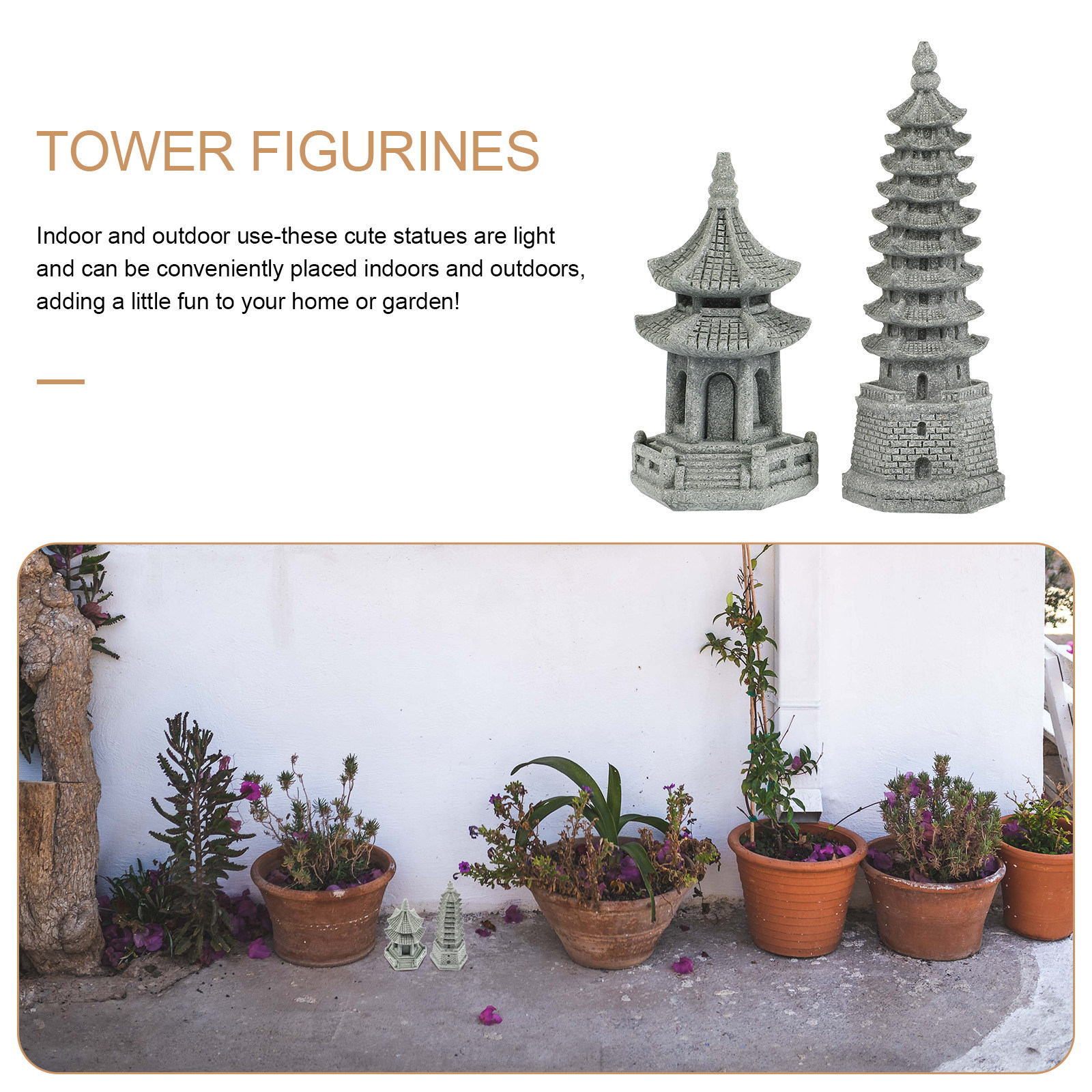 2Pcs Realistic Miniature Tower - Bonsai Garden And Cafe avaliação e preço